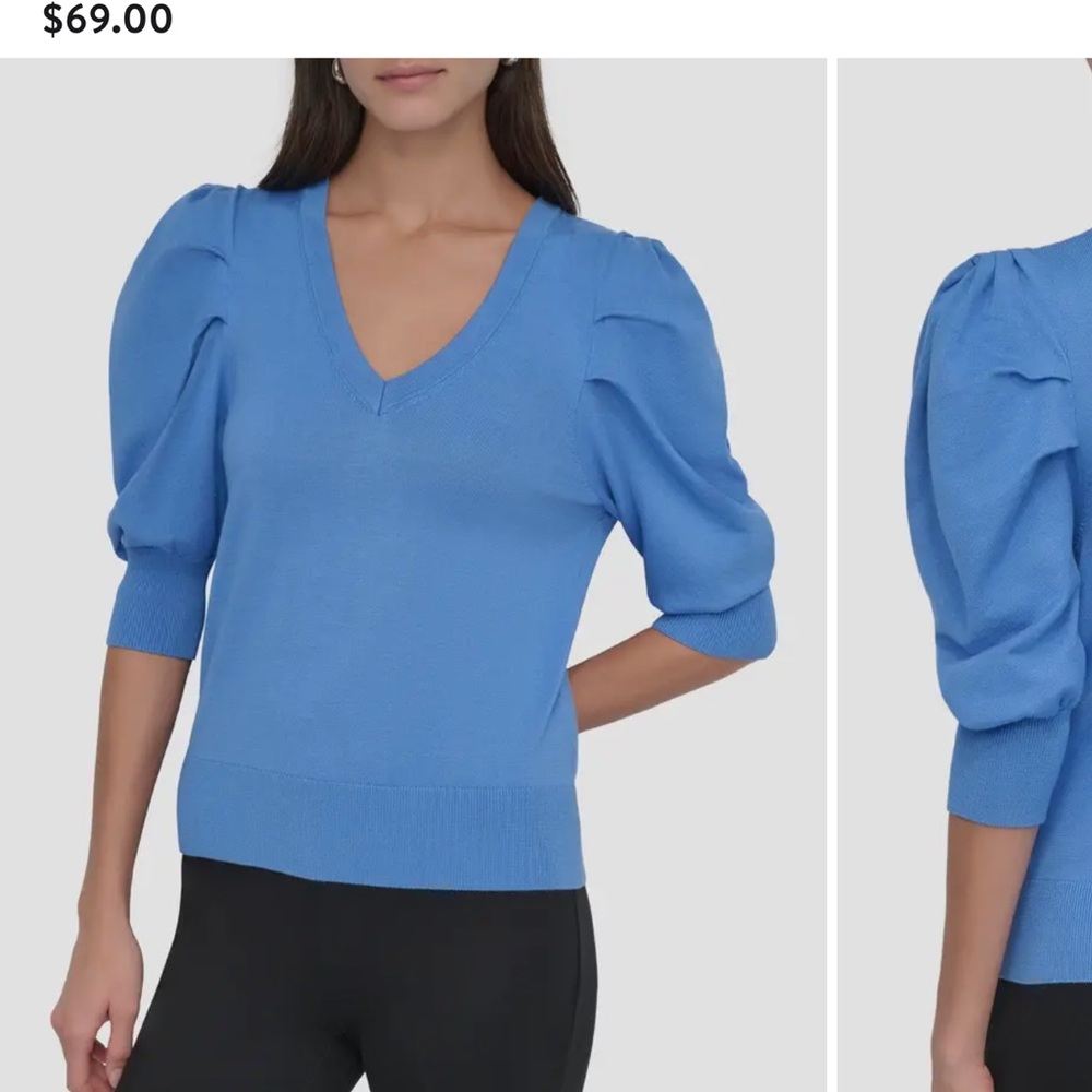 DKNY Sky Blue V-Neck Sweater